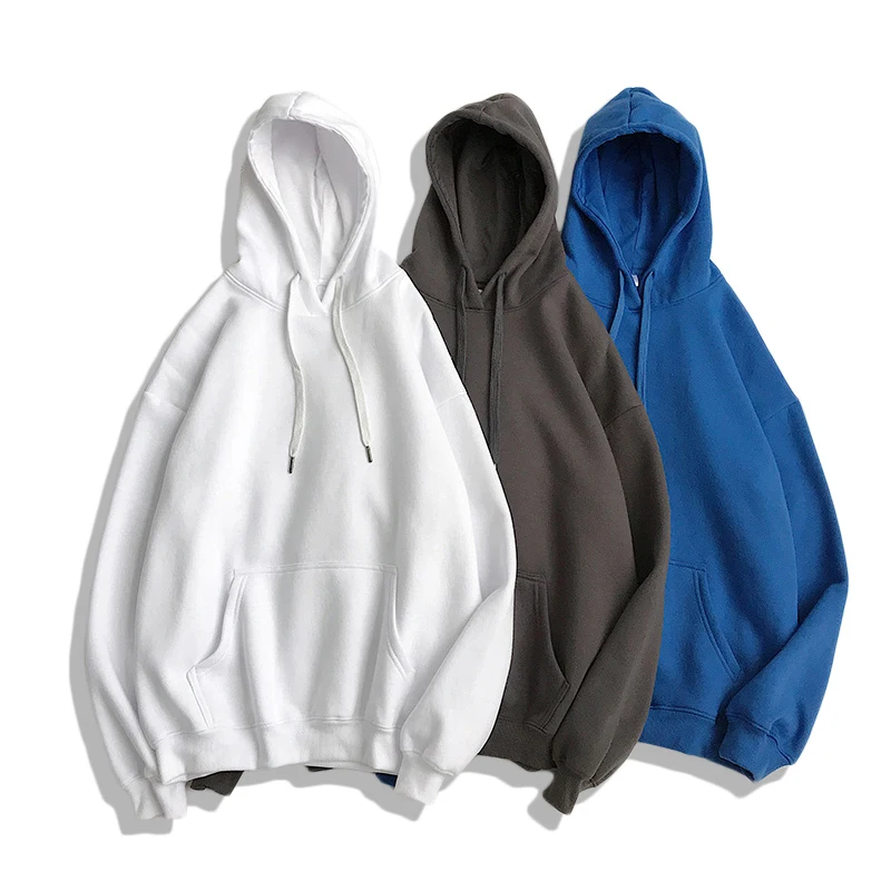 Толстовка мужская с капюшоном флисовая кофта повседневная однотонная белая