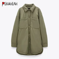 za 2021 camisa verde do vintage jaqueta feminina solta parka casaco casual bot%c3%a3o jaqueta bomber beisebol coreano casacos soltos