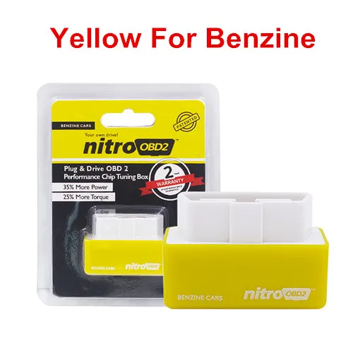 Yellow For Benzine Лучший ECO OBD2 NitroOBD2 полный чип тюнинг производительность коробка Nitro OBD2 EcoOBD2 разъем и драйвер для дизельного бензина автомобиля OBDII интерфейс - Цвет: Yellow For Benzine