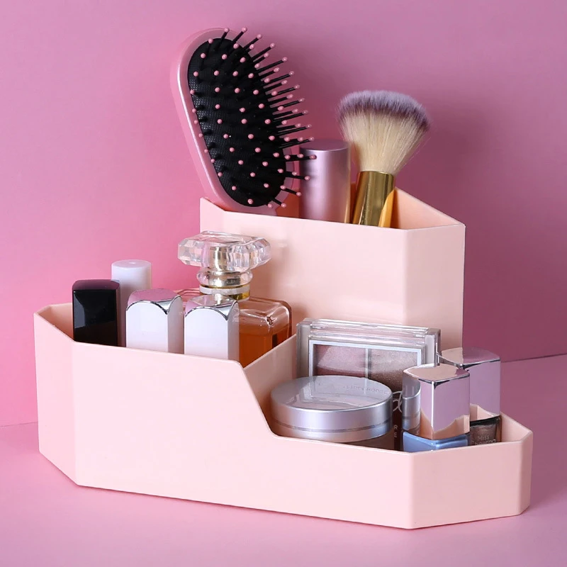 

Cosmetics Storage Box Make Up Organizer Corner Desktop Box Organizing Plastic Household Storage Container