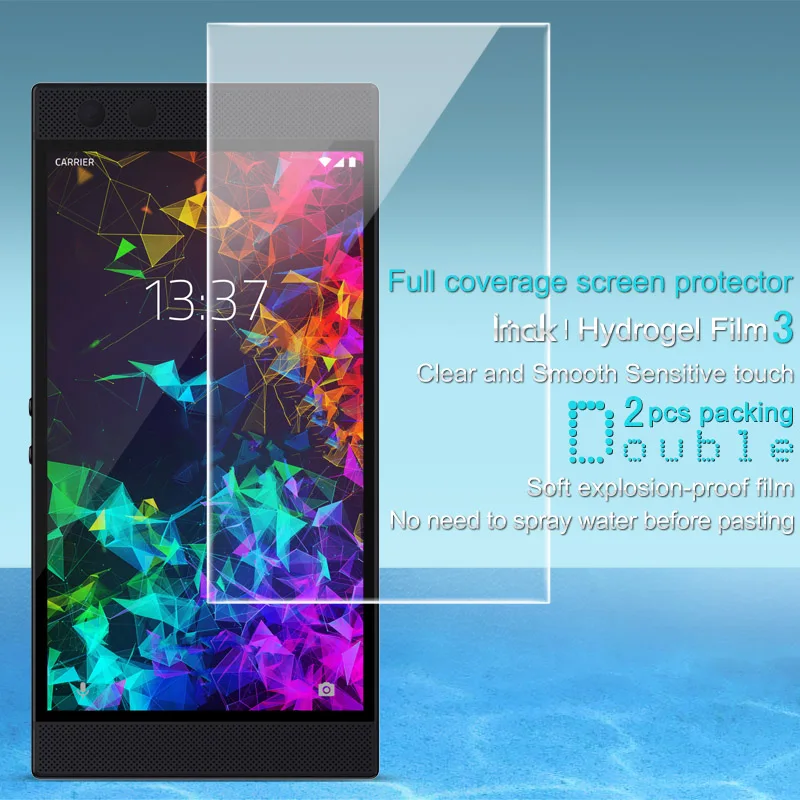 

For Razer Phone 2 Back Screen Protector Film Imak 2pcs/Pack Clear Hydrogel Film 3th Gen for Razer Phone2 3D Full Cover