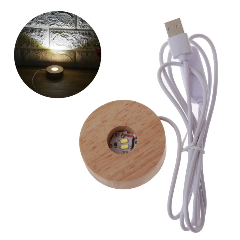 

Handmade LED Wood Resin Display Base Round Wooden Night Base Resin Ornament Stand DIY Night Light Resin Art Crafts