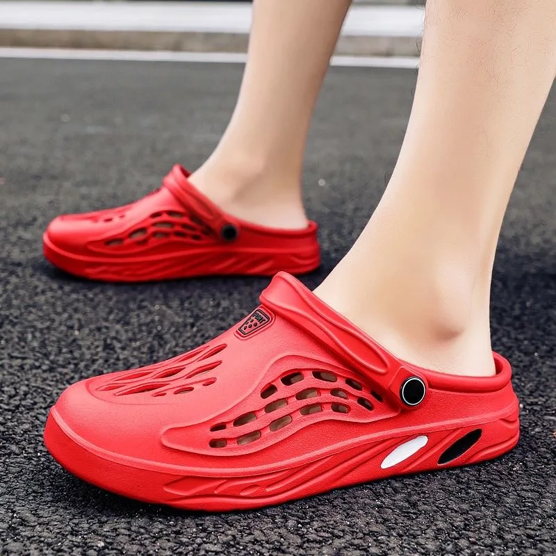 

WEH men sandals 2021 designer Summer fashion Hole Shoes Rubber Clogs Men Garden Shoes white Beach Flat Sandals Slippers beach