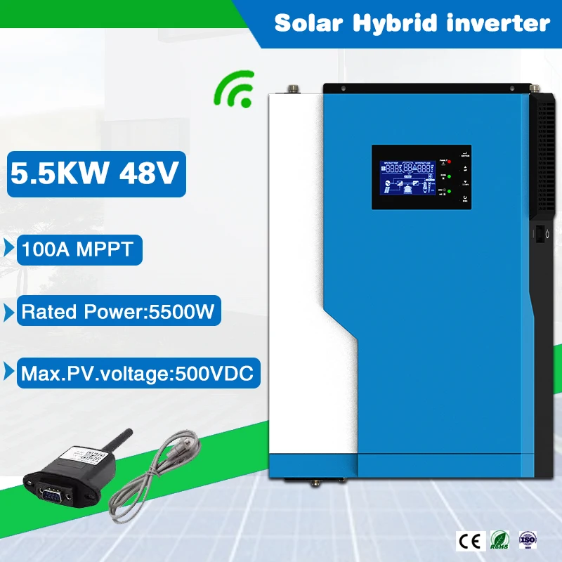 5500VA/5500W 230VAC Off Grid Pure Sine Wave Solar Inverter PV 6000W с 100A 48VDC MPPT Контроллер заряда без работы