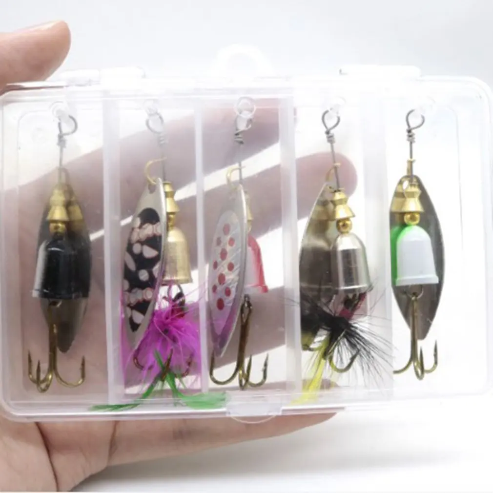 Вращающийся Сияющий набор блесток приманка с пером поддельные приманки