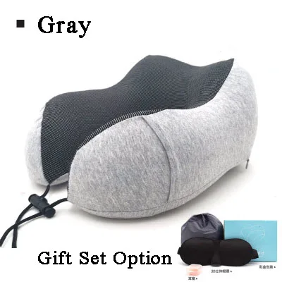 Gray Gift U-образная Подушка с эффектом памяти, u-образная Подушка с логотипом на заказ, Воздушная Магнитная тканевая подушка для путешествий, подушка для шеи - Цвет: Gray Gift