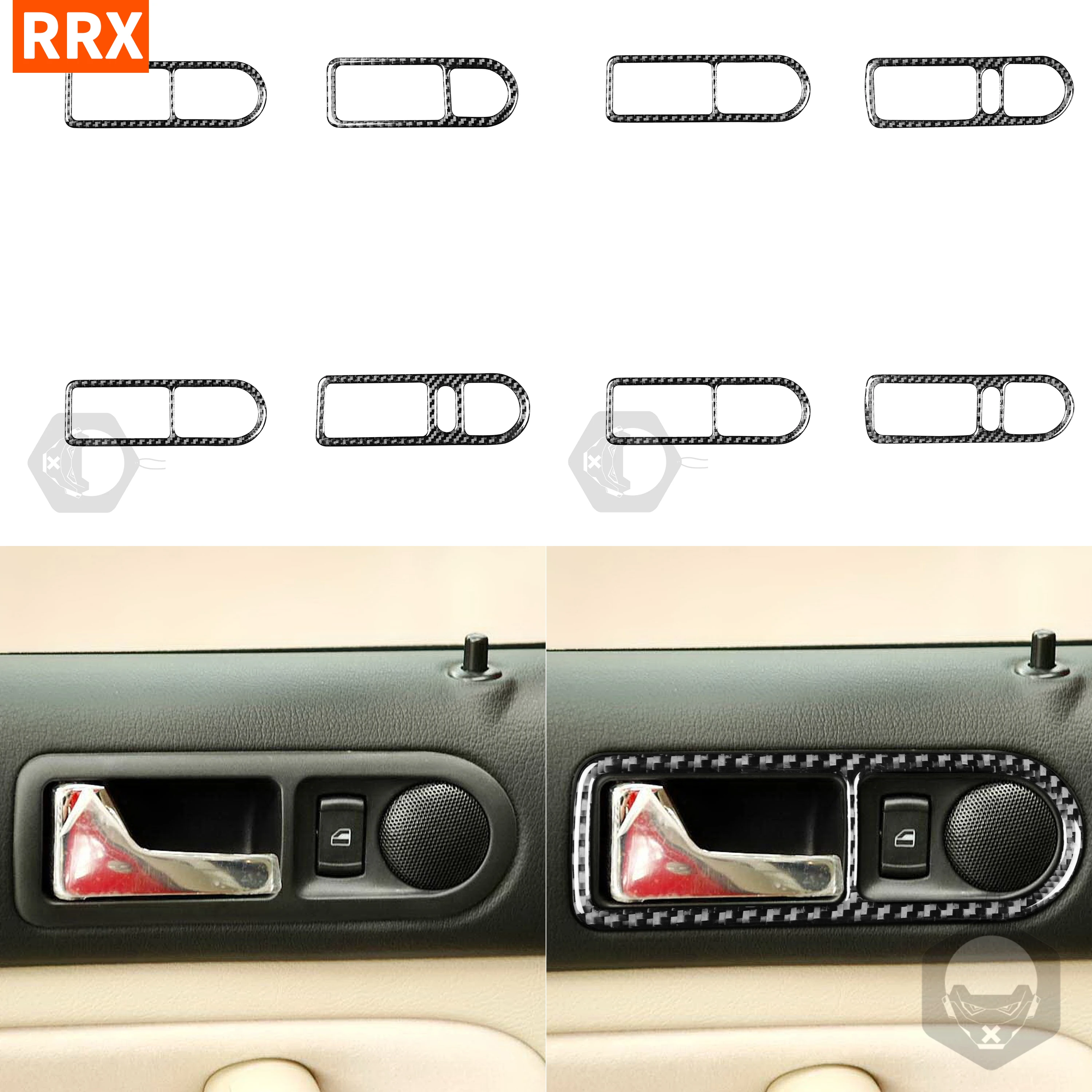 

Black Carbon Fiber Stickers Car Accessories Inner Door Handle Pulls Protection Frame For Volkswagen VW Golf 4 MK4 1999-2004