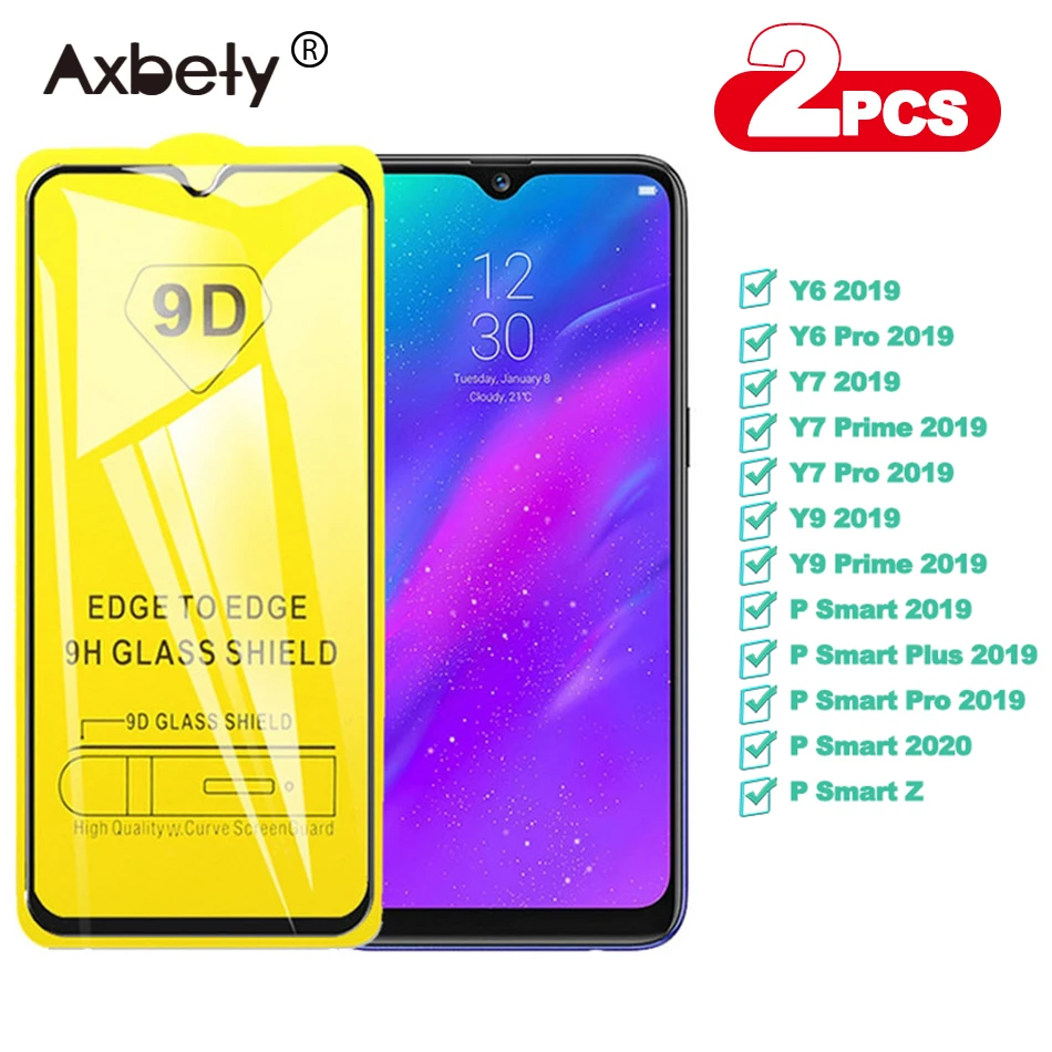 2 шт. 9D закаленное стекло для Huawei Y6 Y7 Pro Y9 Prime 2019 PSmart 2020 P Smart Z Plus полное защитное
