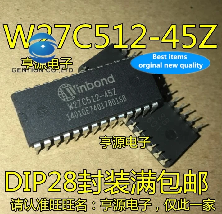 

10pcs 100% orginal new real stock W27C512-45 W27C512-45Z 27C512 DIP-28 integrated circuit IC