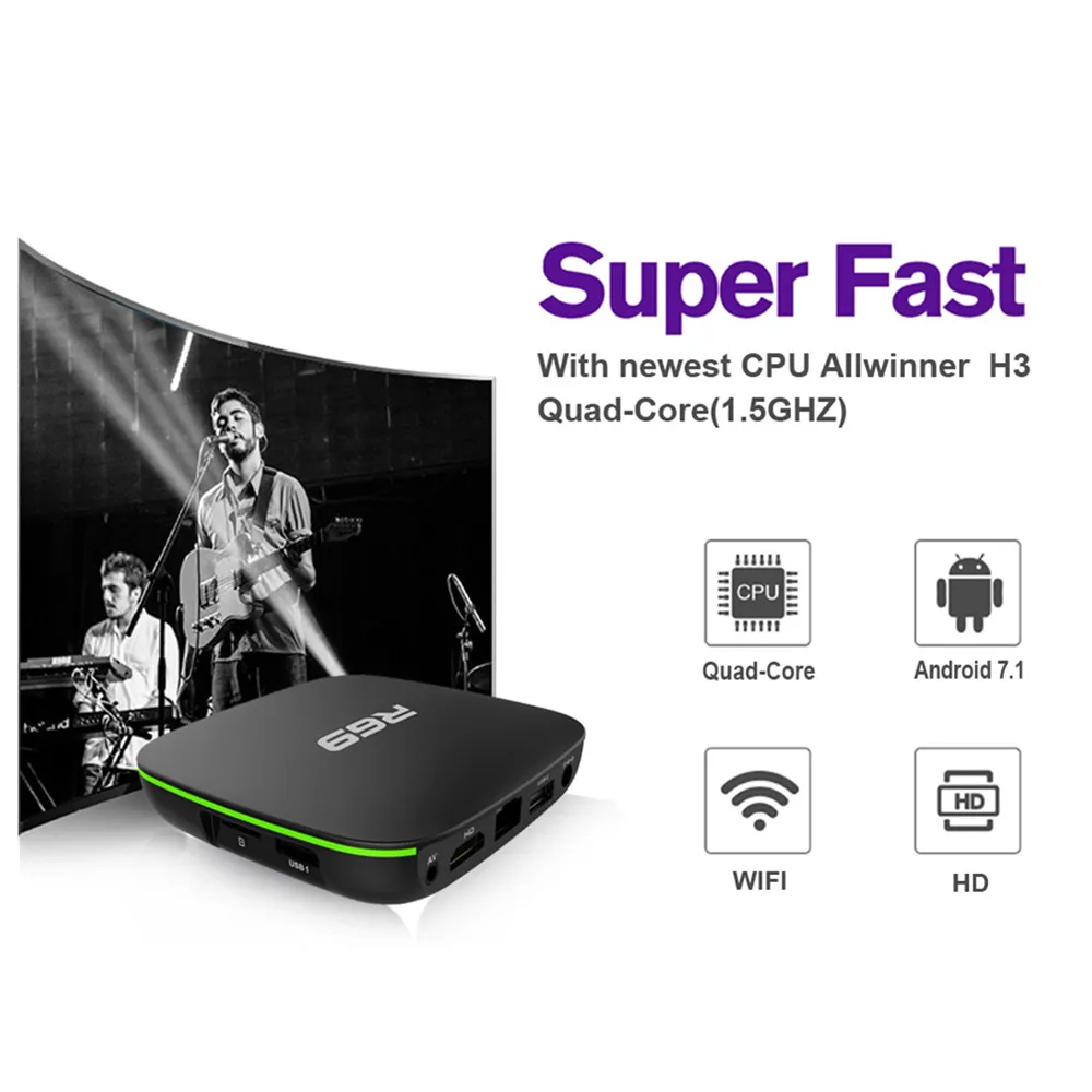 Приставка Смарт ТВ R69 Android 7 1 Allwinner H3 + 8/2/16 ГБ Wi Fi 1080P HD|ТВ-приставки и медиаплееры| |