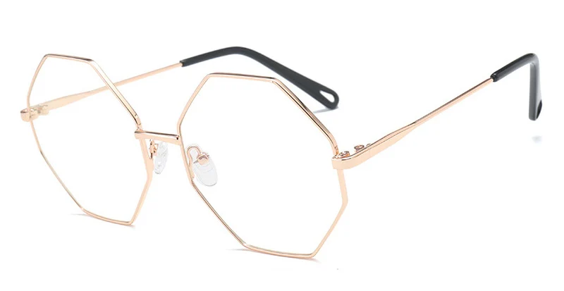 C4 RoseGold Унисекс шестигранные компьютерные прозрачные очки для женщин и мужчин анти синий светильник линзы очки ретро сплав очки прозрачные - Цвет линз: C4 RoseGold