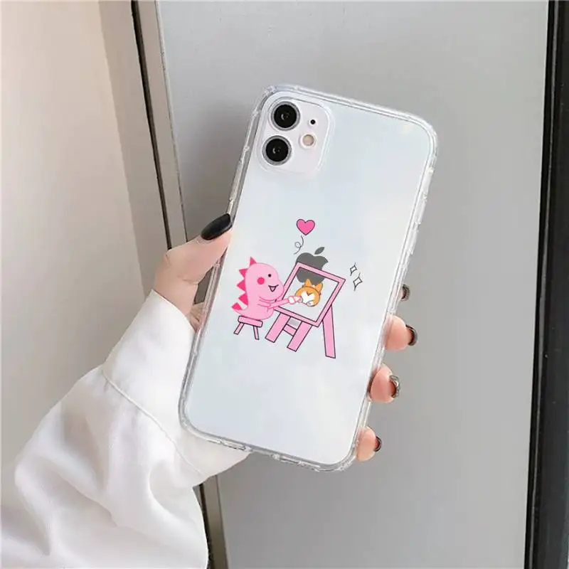 

Creative cute couple cartoon animal Phone Case Transparent for iPhone 11 12 mini pro XS MAX 8 7 6 6S Plus X 5S SE 2020 XR