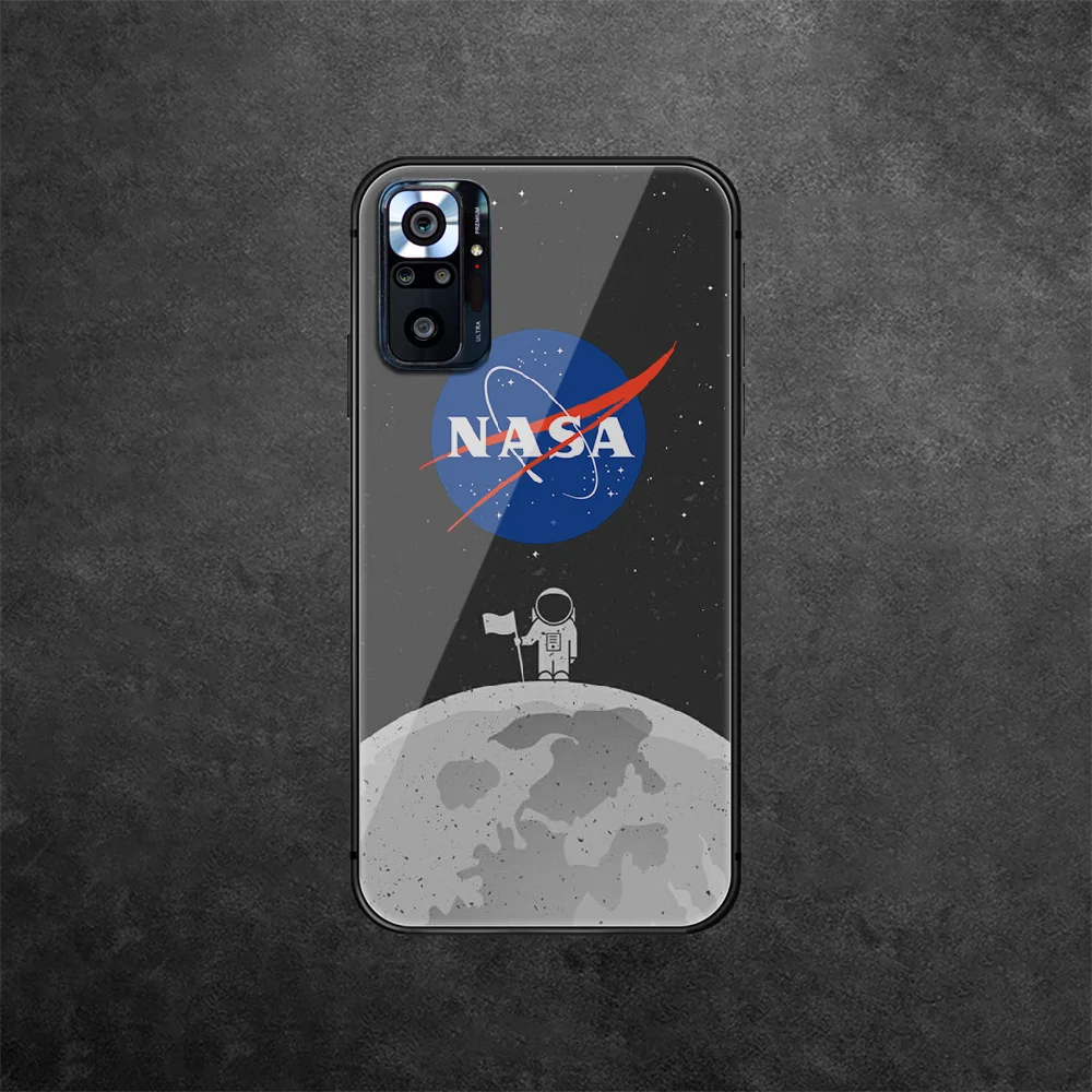 

Nasas Space Astronaut Tempered Glass Phone Case Cover For Xiaomi Redmi Note 7 8 9 10 A C T S Pro K 30 40 Pretty Phone case Black