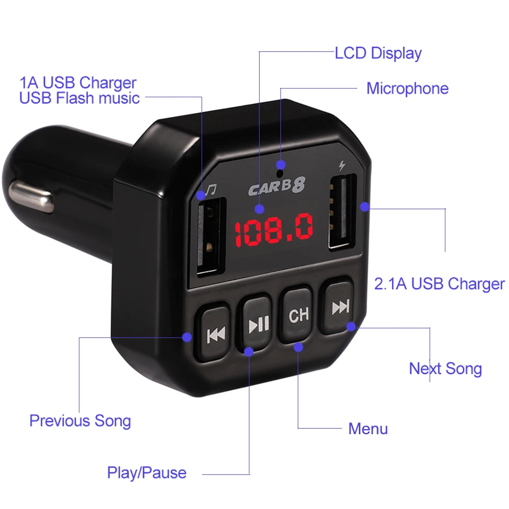 FM передатчик Bluetooth совместимый автомобильный комплект громкой связи модулятор