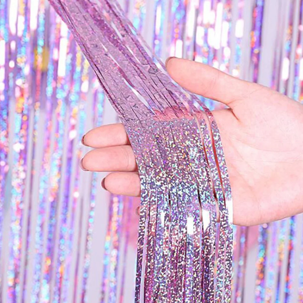 3 м вечерние фон Шторы металлическая бахрома из фольги мерцание украшения стены