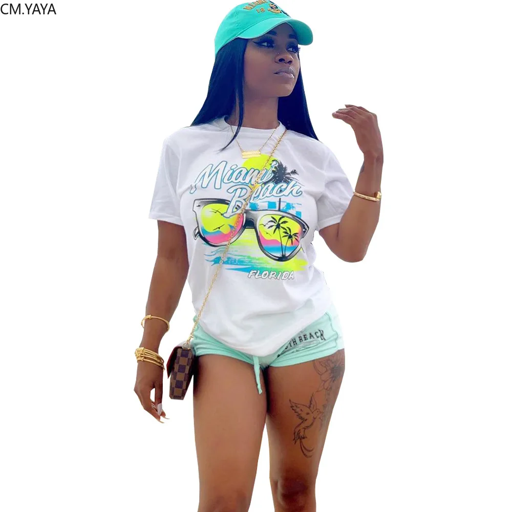 2019 Новая женская летняя красочная буква Пляжная футболка с коротким рукавом и