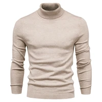 autumn and winter solid color casual sweater mens long sleeve turtleneck large size knitted pullover