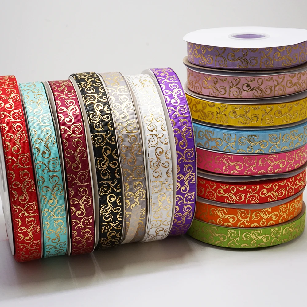 Бесплатная доставка корсажная лента 22 мм 7/8 дюйма 50 ярдов с золотым завитком и