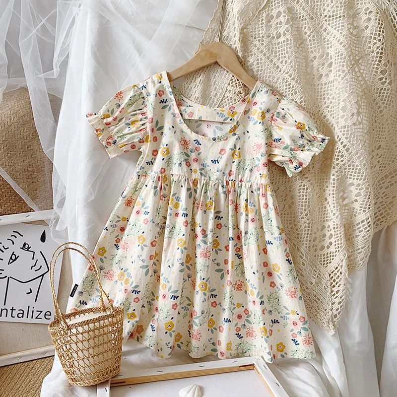 

Girls floral dress 2021 spring and summer new children's baby girl Korean style princess dress with western style
