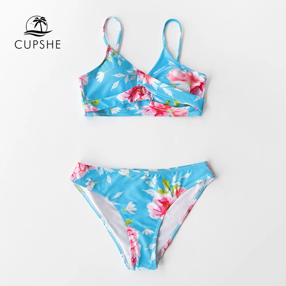 CUPSHE Dreamy цветочный скрученный спереди пикантный комплект бикини Мягкие чашки