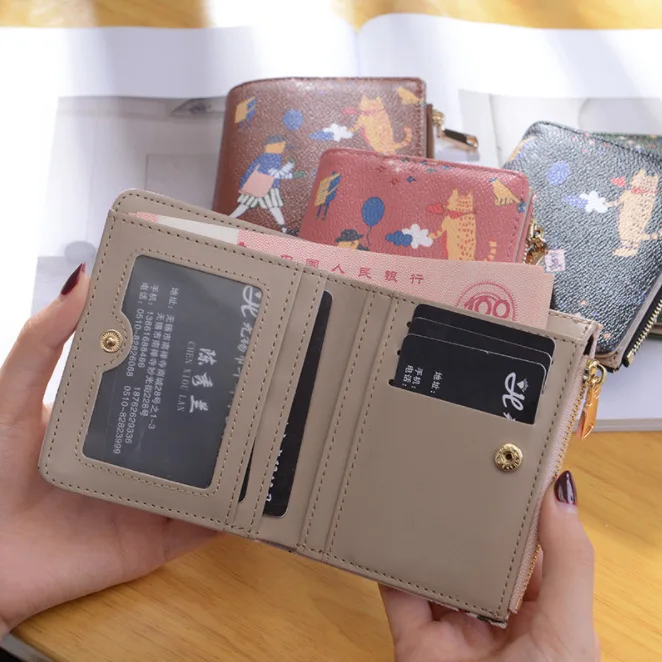 Fashion Designer Women Heart Zipper Short Wallet PU Cartoon Fold Bank Credit Card Photo Boys Girls Purse Wallets | Багаж и сумки