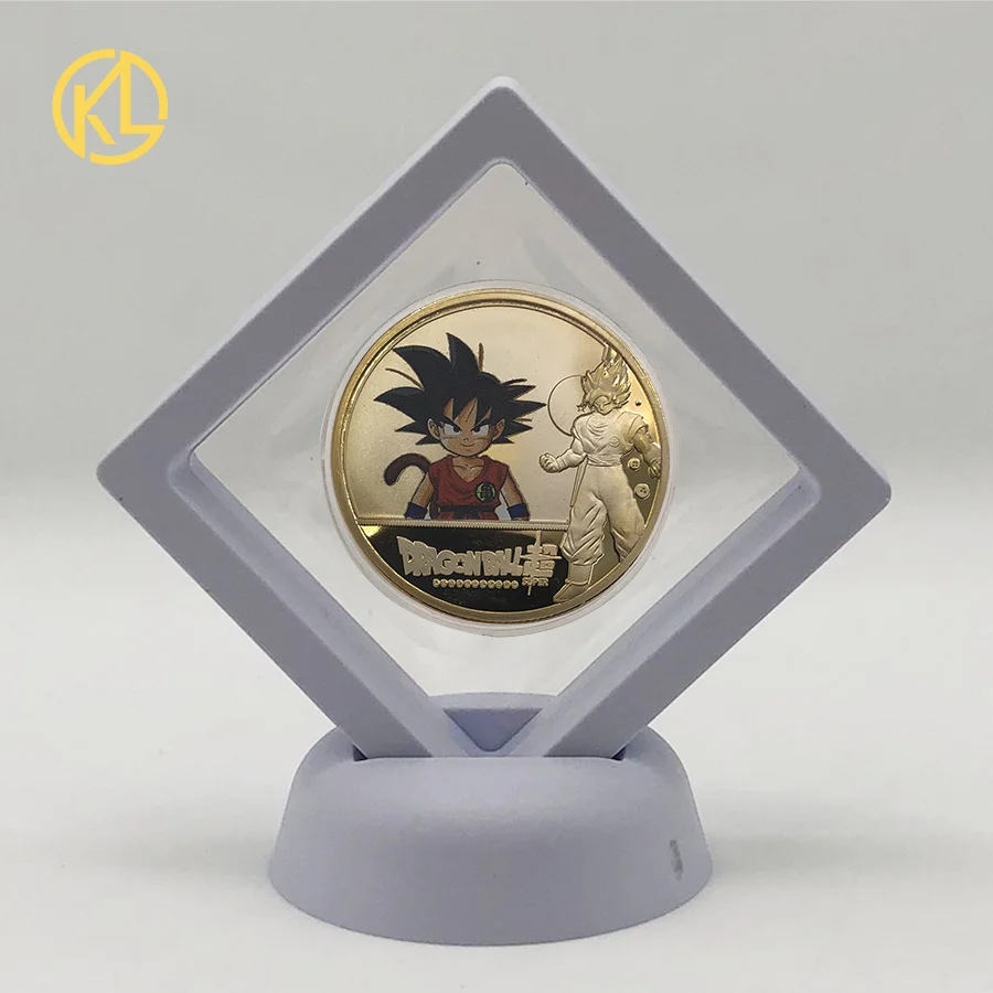 Goku with Stand KL Dragon Cartoon Ball Z seriies позолоченные Коллекционные монеты, японские монеты, набор с сертификатом, Прямая поставка - Цвет: Goku with Stand