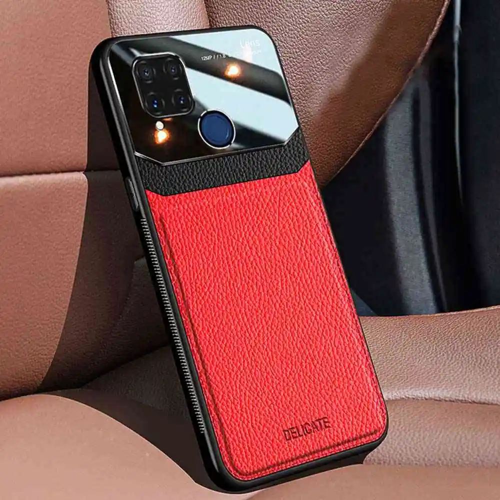 

Hybrid Case For OPPO Find X3 Pro Cover Luxury Protector Coque For Realme C3 C11 C15 8i X X50 6 Pro Case Leather & Acrylic Shell