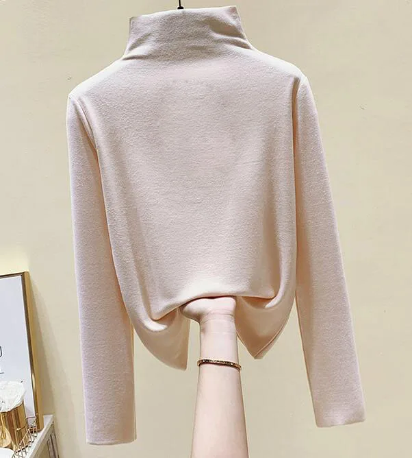 

Women's Korean fashion half high neck long sleeve T-shirt bottoming shirt