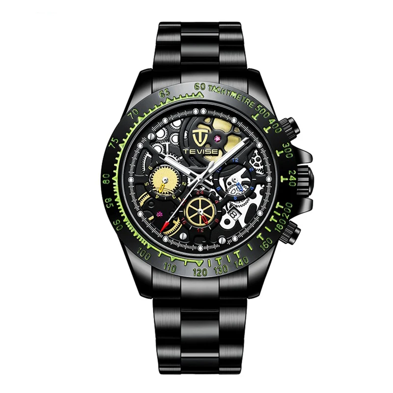 Мужские механические часы в стиле хип хоп золотистые водонепроницаемые наручные