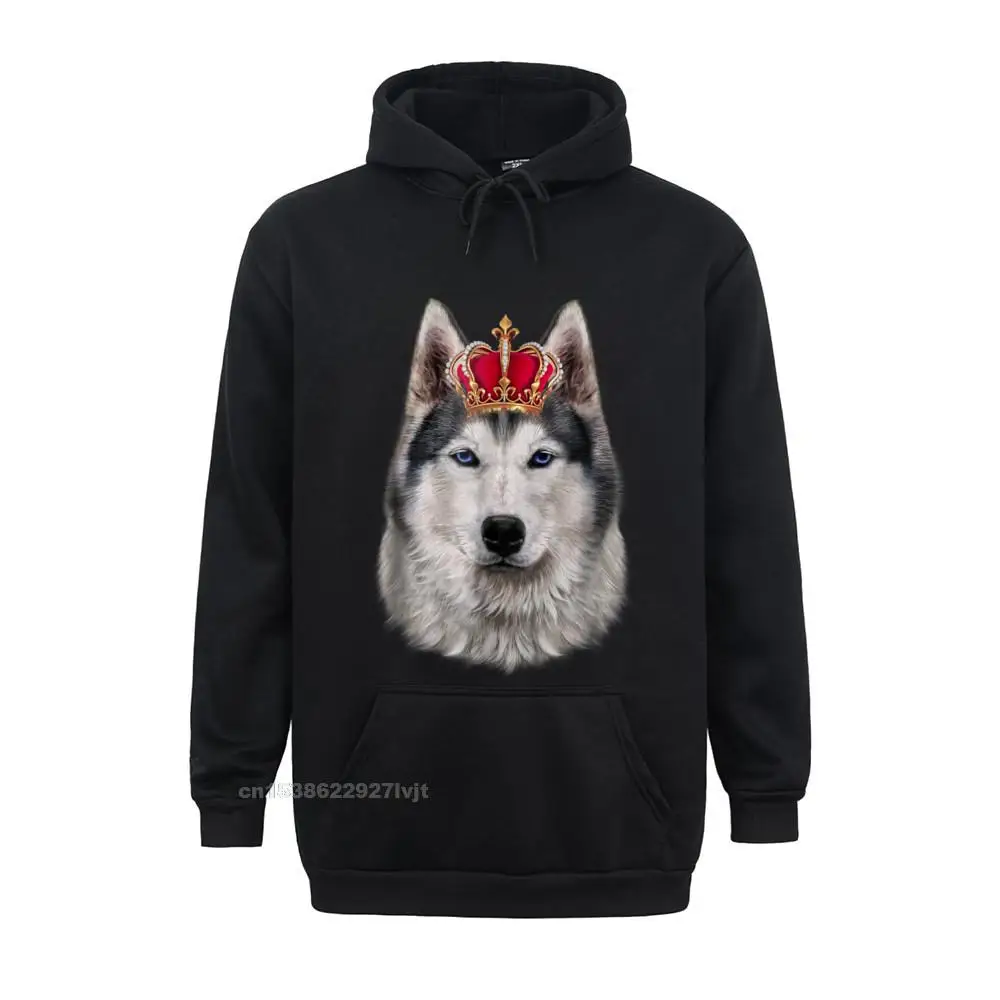 Siberian Husky Dog Wearing An Imperia Crown Hoodie Comfortable Long Sleeve For Men Cotton Hooded Hoodies Casual Special
