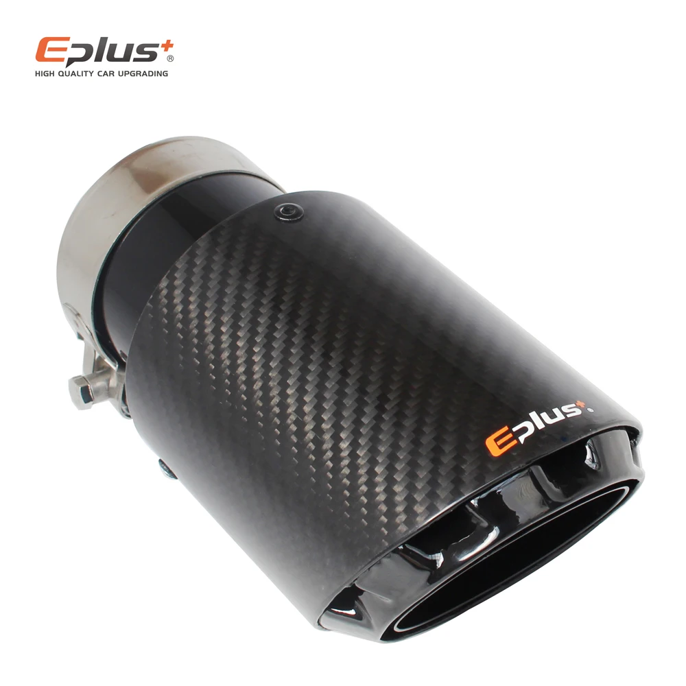 

EPLUS latest 3 layer Twill Glossy carbon Car Mufflers Tip Universal stainless Black Exhaust pipe Muffler nozzle Decoration AK