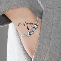 personalized name bracelet stainless steel beads snake chain bangle custom name for family lovers friend gift for man woman