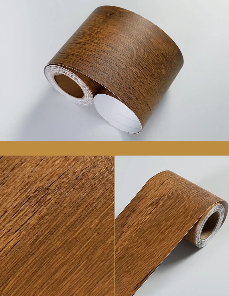 Wood PW DIY самоклеящаяся напольная контактная бумага деревянный стиль окантовочная линия наклейка Водонепроницаемая виниловая линия талии настенная бумага домашний декор - Цвет: Wood PW