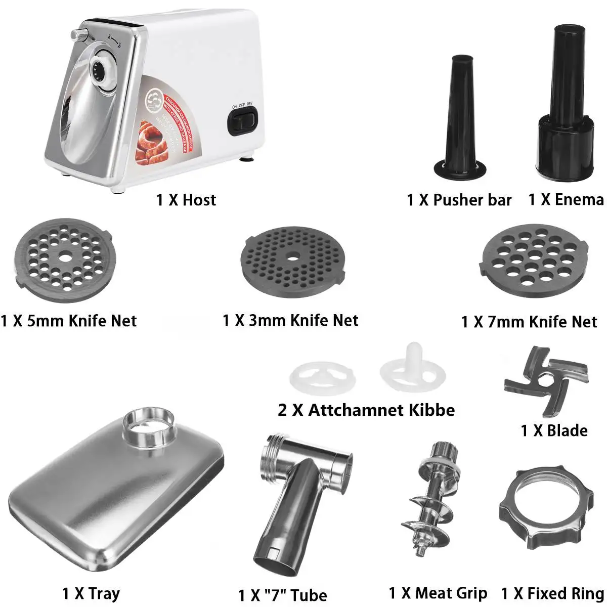 

2500W 220V Electric Meat Grinders Stainless Steel Housing Heavy Duty Grinder Home Meat Mince Sausage Stuffer Food Processor