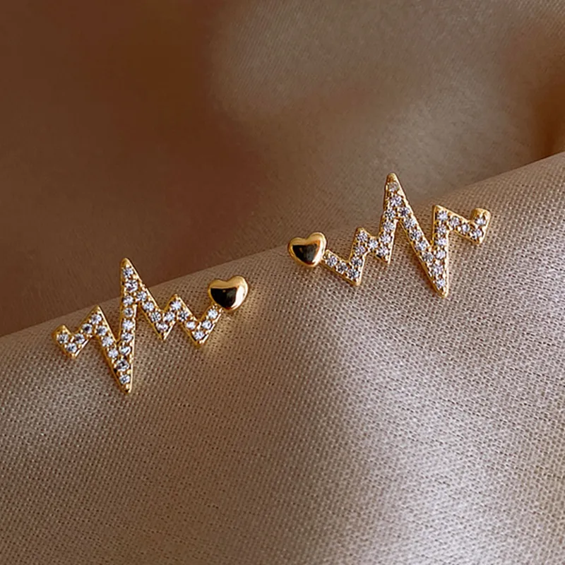 2021 &quotкардиограмма сердца Стразы висячие серьги длинные для женщин простой