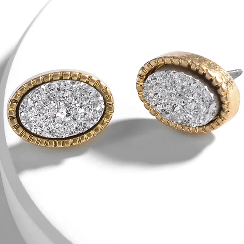 Серьги гвоздики Druzy Drusy 6 цветов модные известный бренд дизайнерские ювелирные