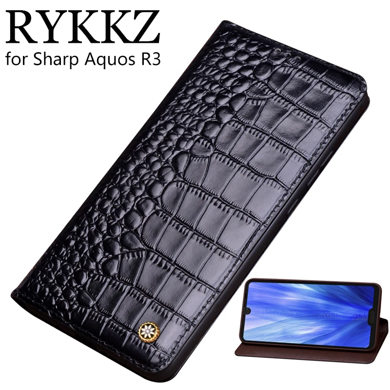 

RYKKZ Genuine Leather Flip Case For Sharp Aquos R3 Cover Magnetic case For Aquos R3 Cases Leather Cover Phone Cases Fundas