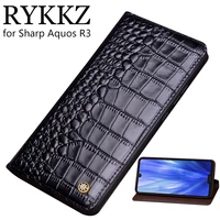rykkz genuine leather flip case for sharp aquos r3 cover magnetic case for aquos r3 cases leather cover phone cases fundas