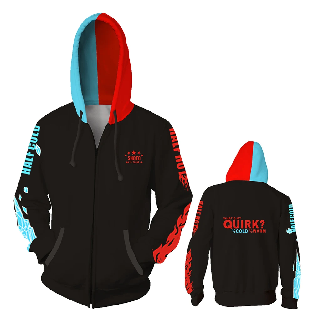 

Cosplay Costume 3D Printed My hero academia Zipper Hoodie unisex BOKU no hero academia Todoroki Shouto Sweatshirt School Uniform