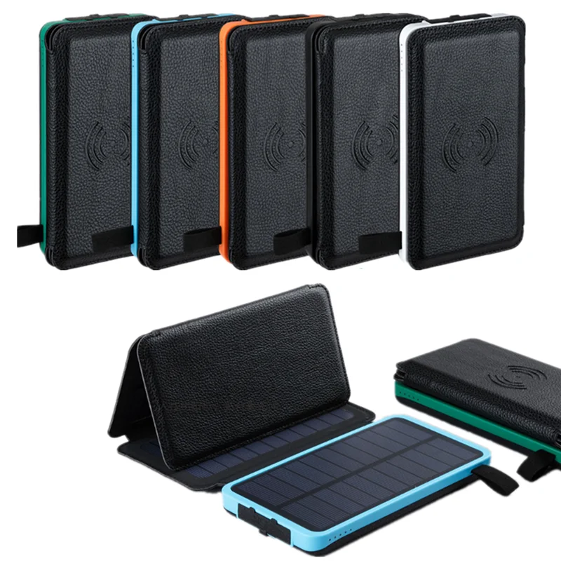 Портативное зарядное устройство Qi беспроводное для телефона на солнечной