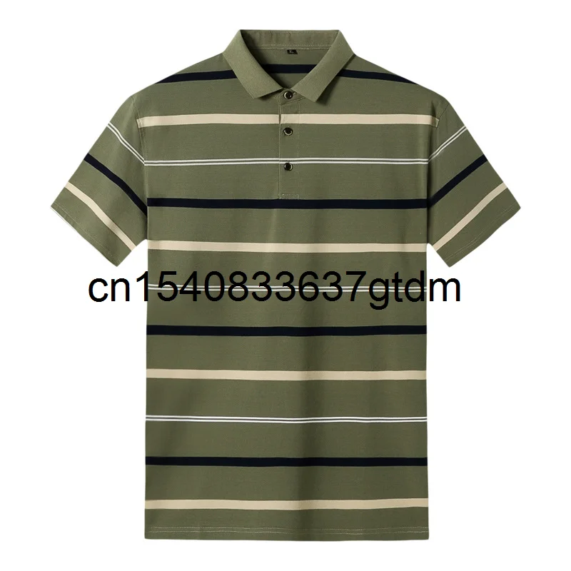 

Summer 2021 new men's fattening plus size short sleeve men's middle aged dad business casual Lapel T-shirt