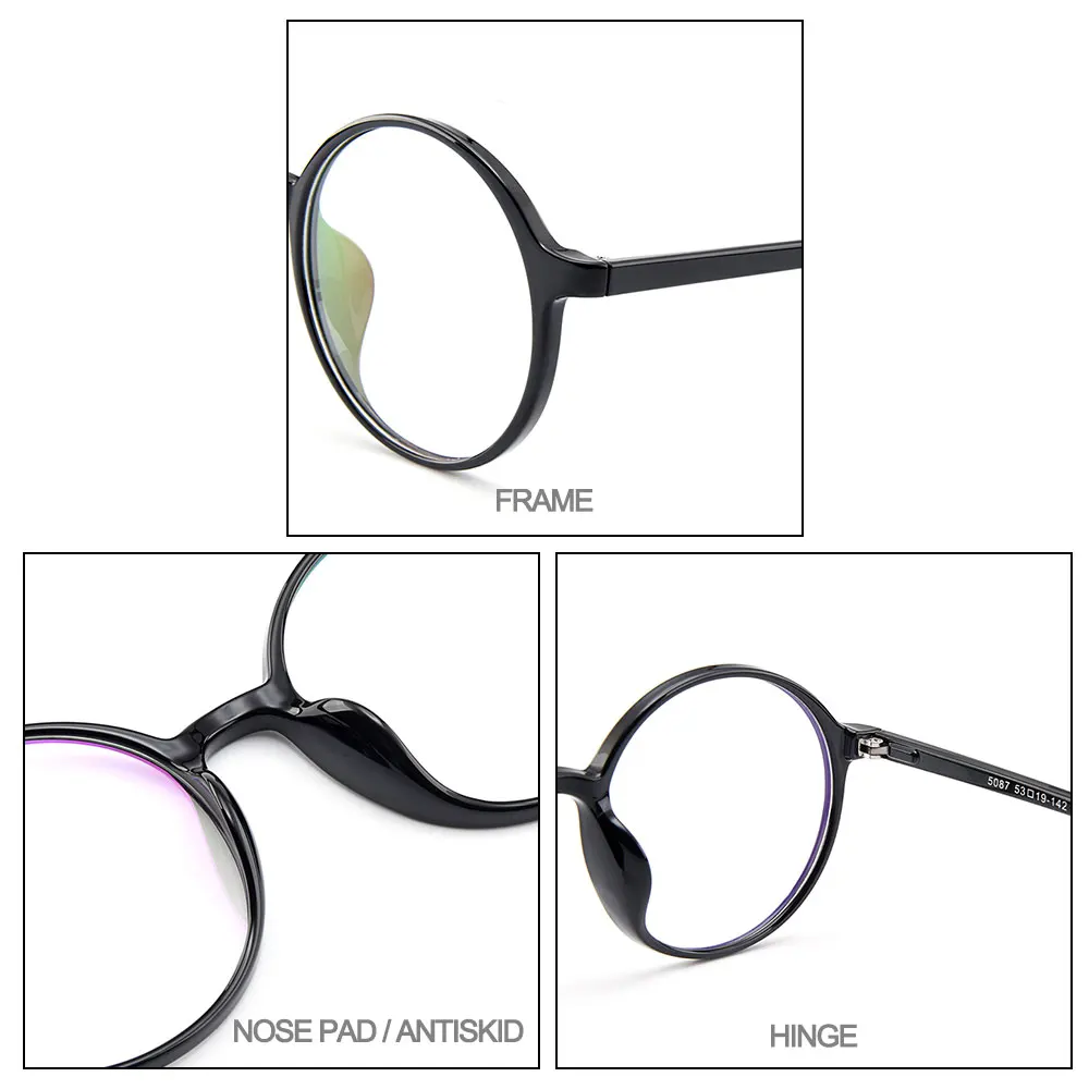 

CICCOLINI Ultralight Big Cool Round Women Glasses Frames Flexible Legs Plastic Myopia Prescription Eyeglasses Frames MD5087