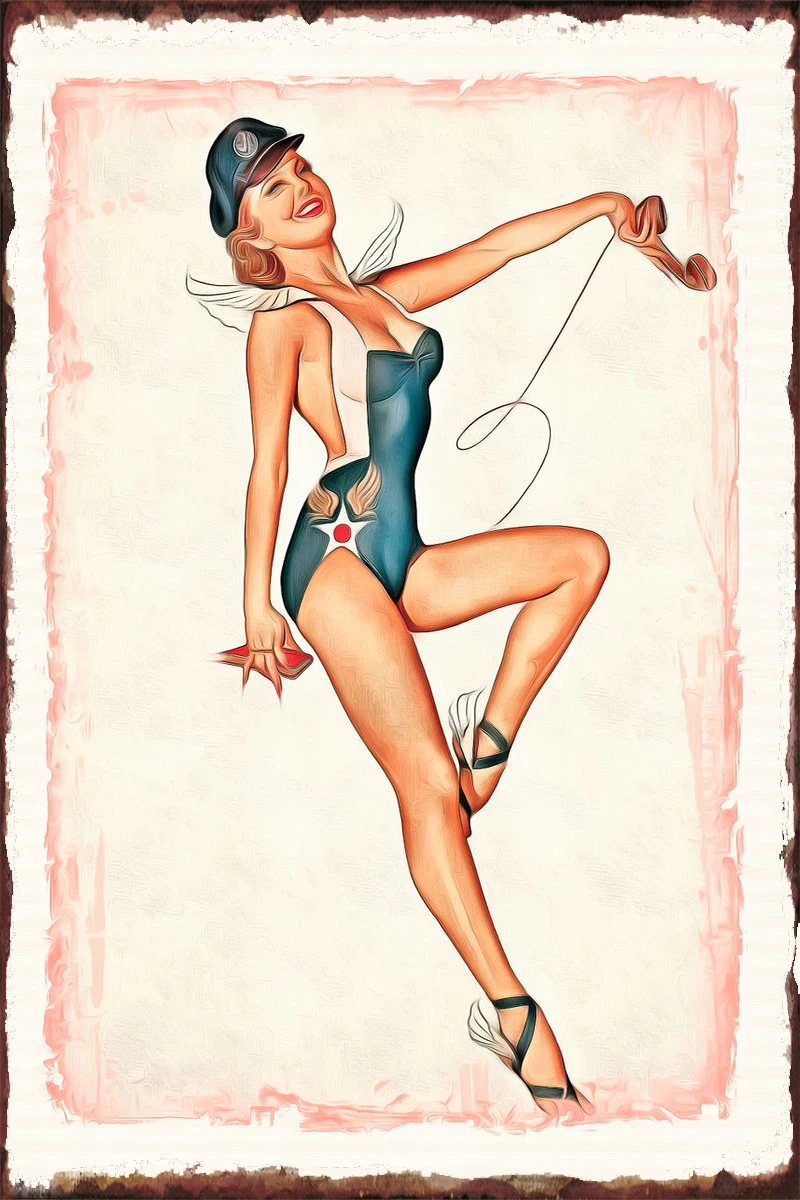 

Винтажное изображение девушки пинап, Ретро винтажный металлический знак, Оловянная табличка, Настенный декор, украшение для комнаты, для па...