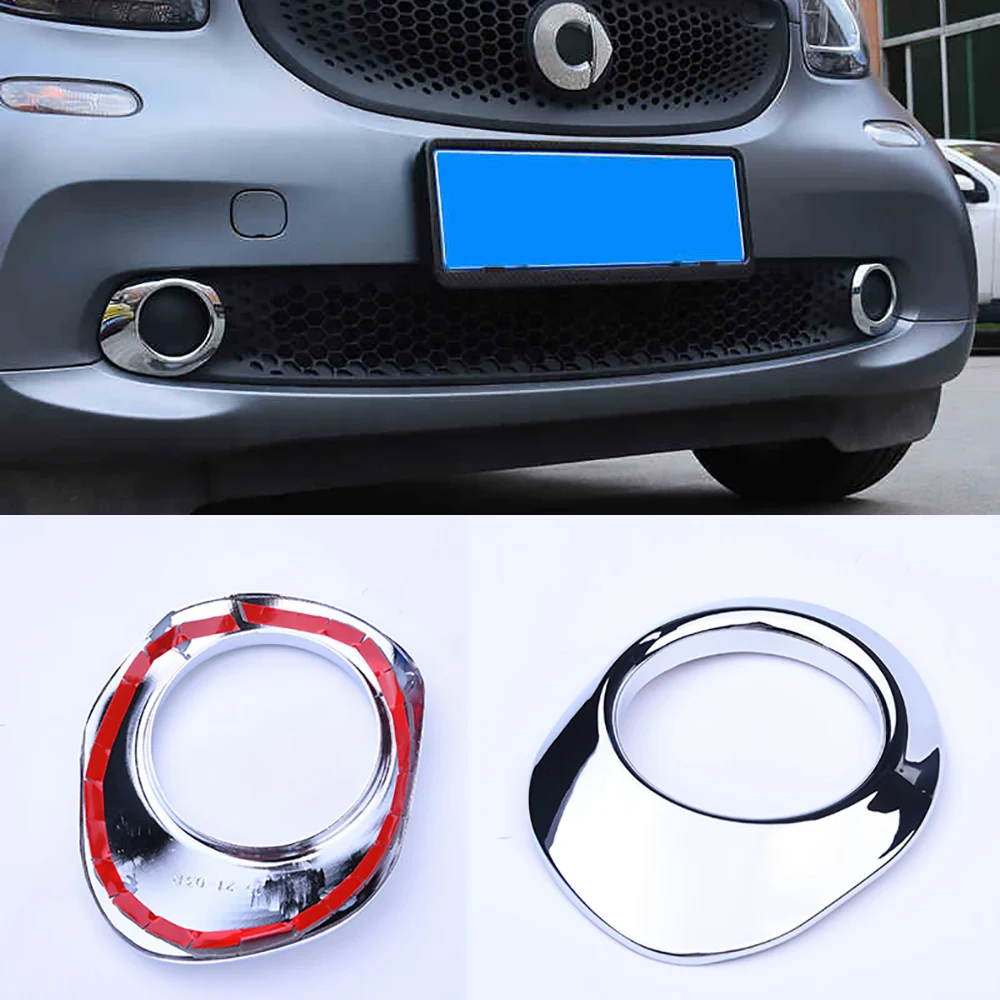 2 шт. Автомобильная наклейка для Mercedes New Smart Forfour Fortwo 453 передние противотуманные фары, аксессуары для автомобиля наружный стиль ABS хромированная отделка