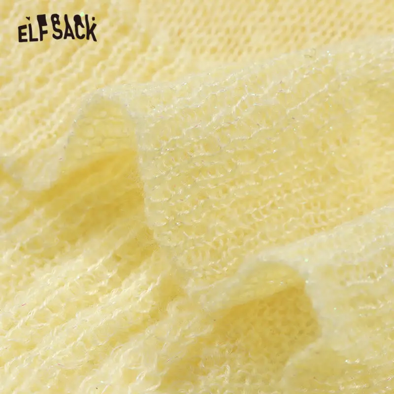Женский мохеровые вязаные свитера ELFSACK белый однотонный Повседневный Кардиган