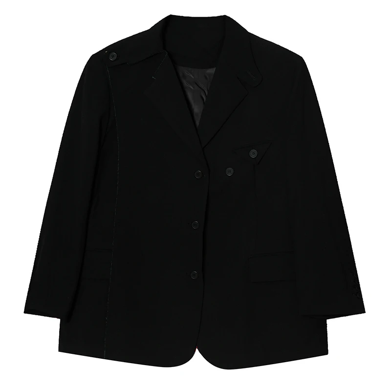 

IEFB 2021 Autumn New Korean Streetwear Patchwork Suit Jacket Men's Design Trend Casual Blue Blazer For Male High Qualtiy 9Y6466