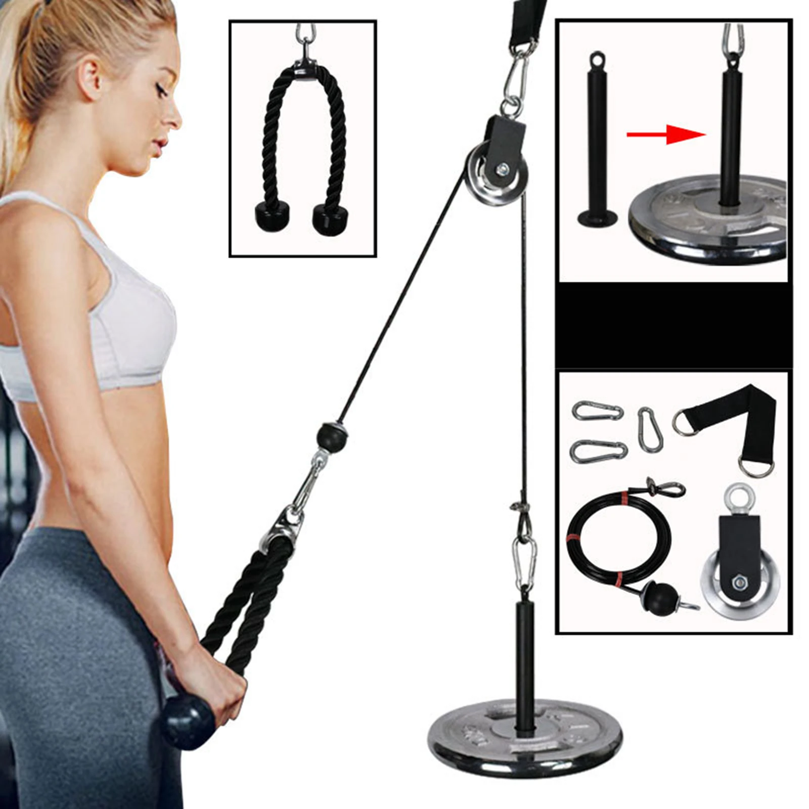 

Hot sale Fitness Equipment DIY Pulley Cable Machine Set Attachment System Lifting Arm Biceps Triceps Blaster Hand Strength