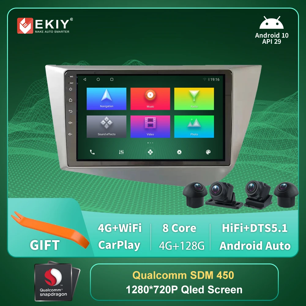 

Autoradio Car Radio For Seat 2005-2012 Android 2din Multimedia Player Recoder 4G WiFi Audio Carplay GPS Navigation 360 Camera