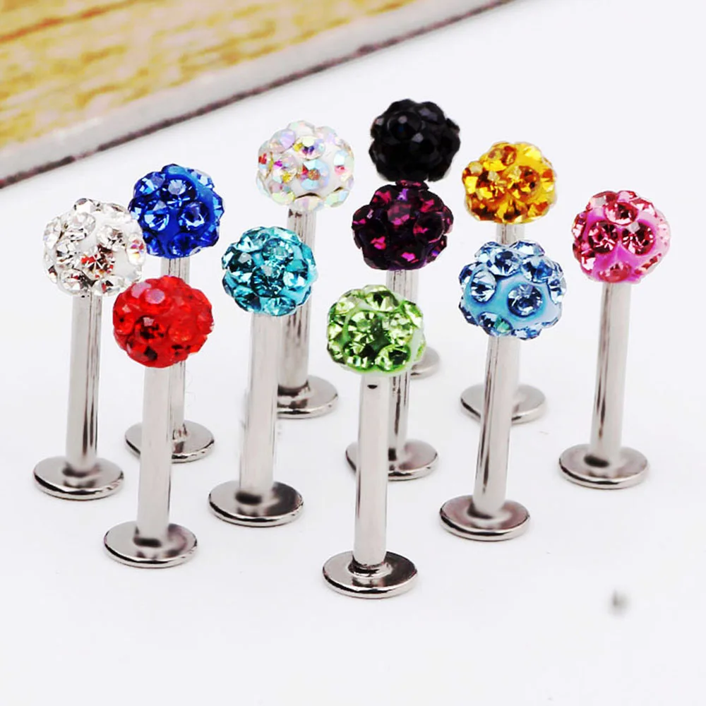 Серьги гвоздики Роскошные из нержавеющей стали хрустальный шар бар тренг серьги