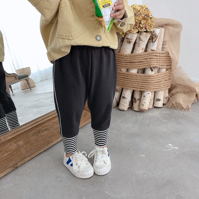 Autumn boys girls Spliced striped sports pants kids cotton soft 5 colors casual all-match trousers 2-7Y